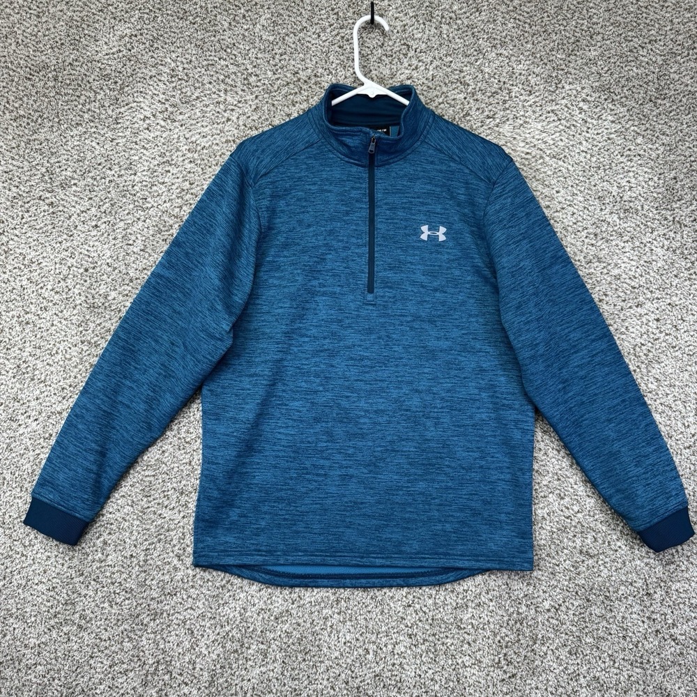 Under Armour Coldgear Sweatshirt Men's Size Medium Teal Blue Loose Quarter Zip